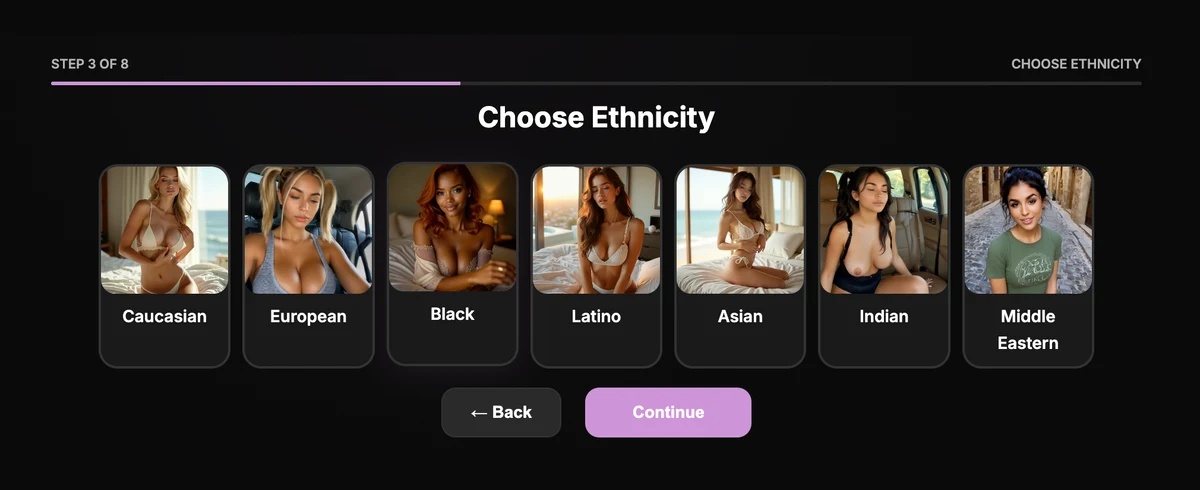 Three new ethnicities: European, Middle Eastern and Indian
