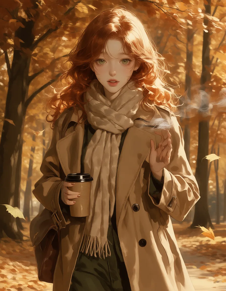 A semi-realistic companion in an autumn forest
