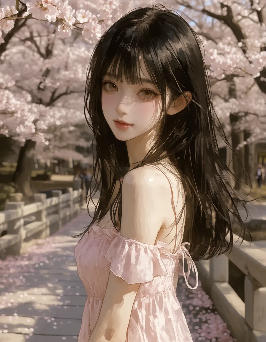 A semi-realistic companion under cherry blossoms