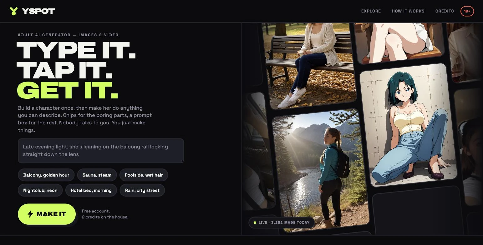 YSPOT: an adult AI image generator with no chat in the way